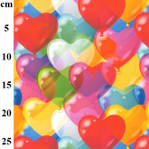Rose & Hubble 100% Cotton Multi-Colored Heart Shaped Balloons Digital Print 150cm Wide Fabric Children's Craft Fabric Material for Quilting, Crafting, Home Décor, Dressmaking